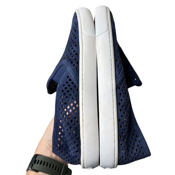Tory Burch Jesse Perforated Suede Navy Blue Slip-On Sneakers Size 7 - Picture 12 of 14